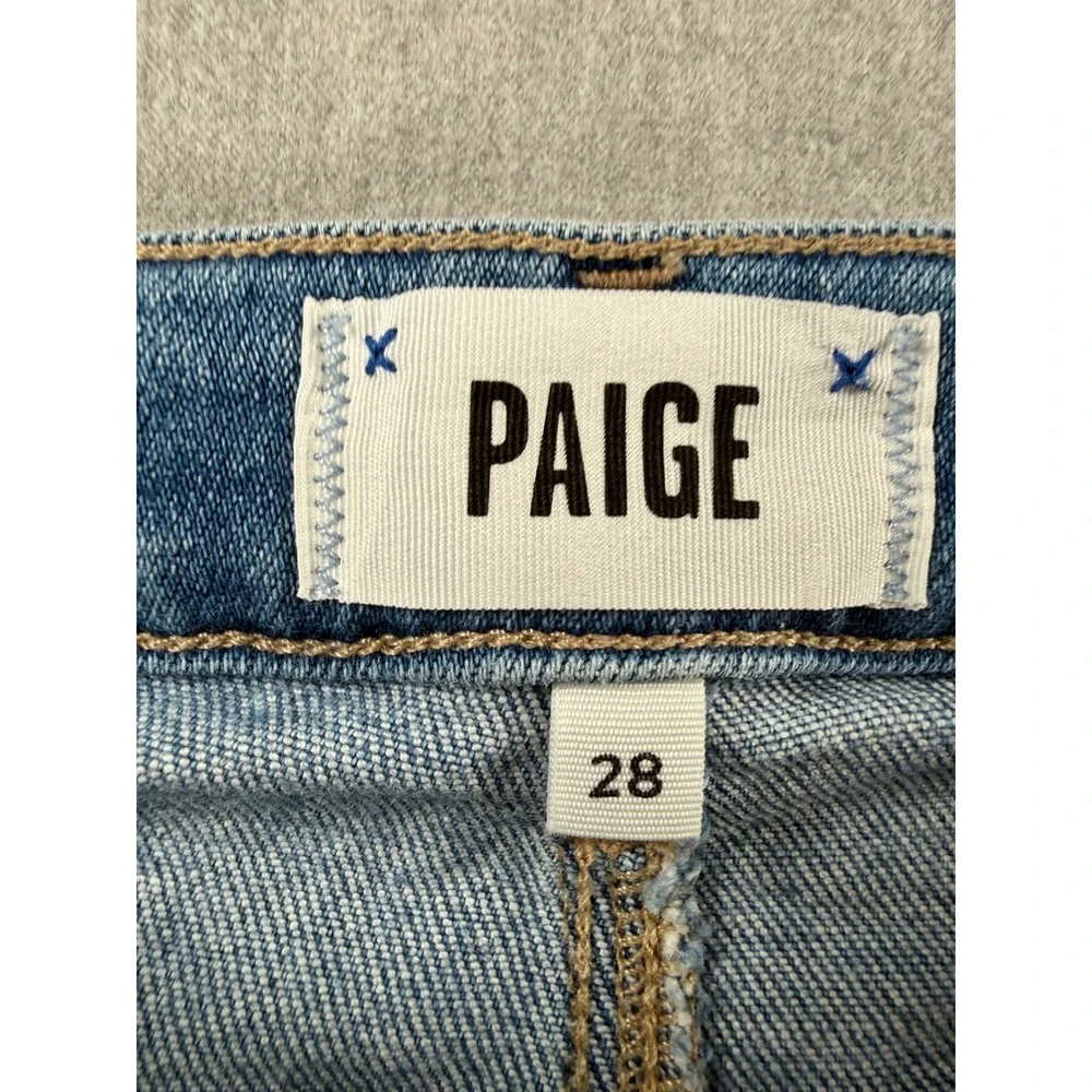Paige‎ Cindy High Rise Straight Leg Distressed Blue Jeans Size 28